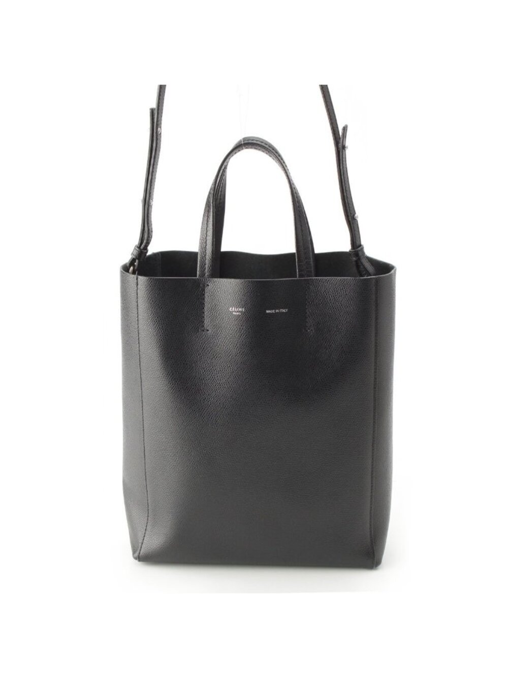 Celine Vertical Cabas Leather Handbag 2-Way Shoulder Black